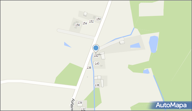 Mokrzyska, św. s. Faustyny, 142, mapa Mokrzyska