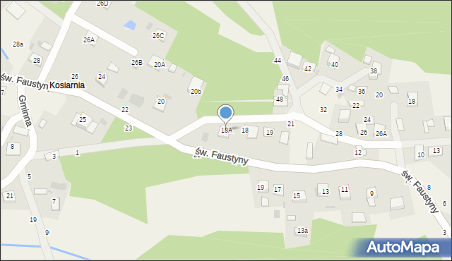 Mokrzyska, św. s. Faustyny, 18A, mapa Mokrzyska