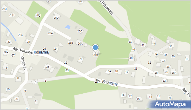 Mokrzyska, św. s. Faustyny, 20b, mapa Mokrzyska