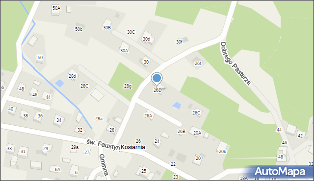 Mokrzyska, św. s. Faustyny, 26D, mapa Mokrzyska