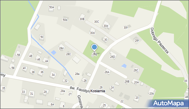 Mokrzyska, św. s. Faustyny, 28g, mapa Mokrzyska