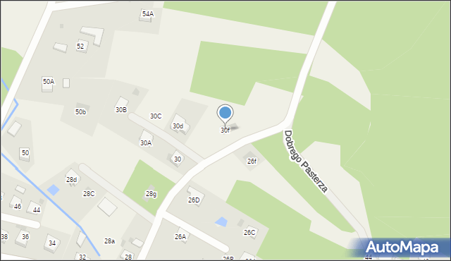 Mokrzyska, św. s. Faustyny, 30f, mapa Mokrzyska