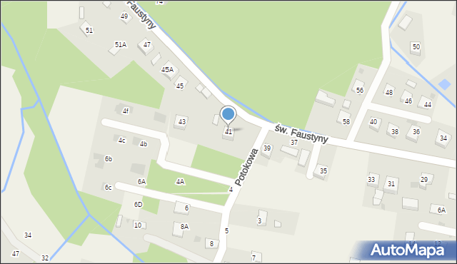 Mokrzyska, św. s. Faustyny, 41, mapa Mokrzyska