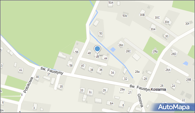 Mokrzyska, św. s. Faustyny, 46, mapa Mokrzyska