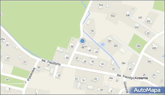 Mokrzyska, św. s. Faustyny, 48, mapa Mokrzyska
