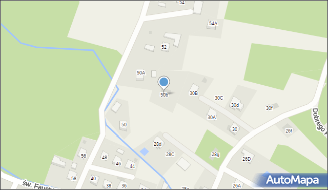 Mokrzyska, św. s. Faustyny, 50b, mapa Mokrzyska