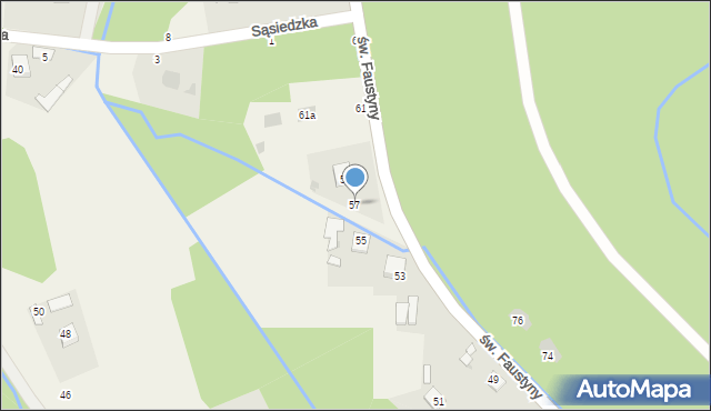 Mokrzyska, św. s. Faustyny, 57, mapa Mokrzyska