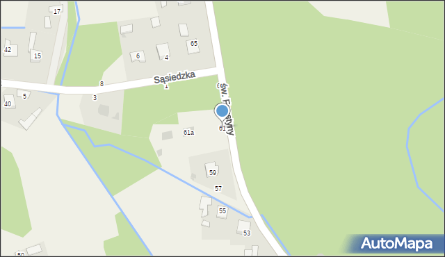 Mokrzyska, św. s. Faustyny, 61, mapa Mokrzyska