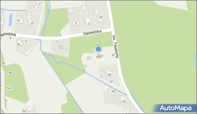 Mokrzyska, św. s. Faustyny, 61a, mapa Mokrzyska