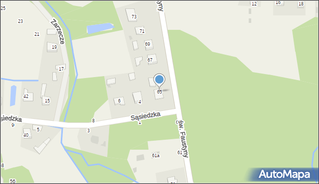 Mokrzyska, św. s. Faustyny, 65, mapa Mokrzyska