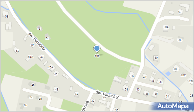 Mokrzyska, św. s. Faustyny, 66b, mapa Mokrzyska