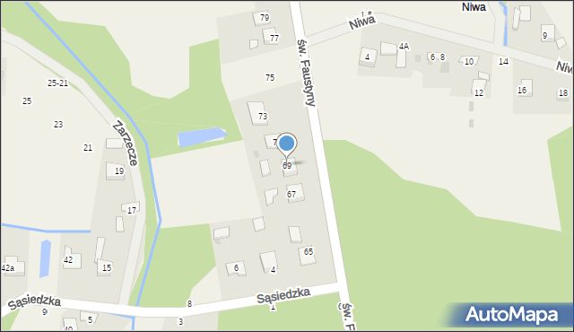 Mokrzyska, św. s. Faustyny, 69, mapa Mokrzyska