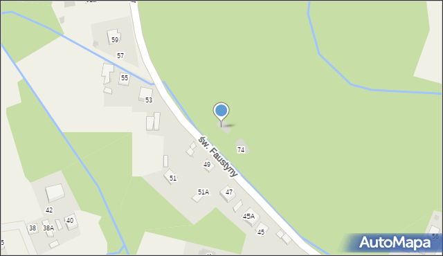 Mokrzyska, św. s. Faustyny, 76, mapa Mokrzyska