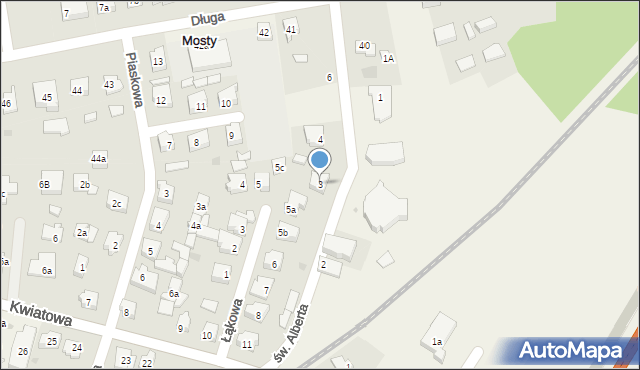 Mosty, św. Alberta, 3, mapa Mosty
