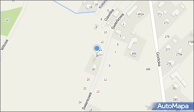 Moszczenica, Świerkowa, 16, mapa Moszczenica