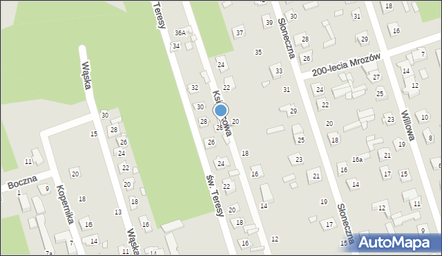 Mrozy, św. Teresy, 28a, mapa Mrozy