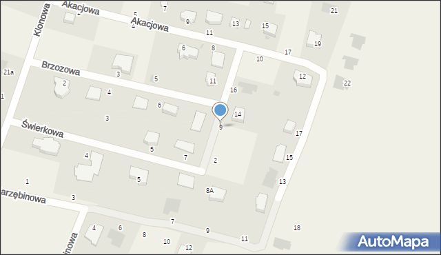 Mścice, Świerkowa, 9, mapa Mścice