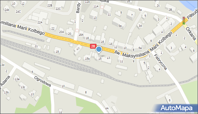 Mszana Dolna, św. Maksymiliana Marii Kolbego, 15C, mapa Mszana Dolna