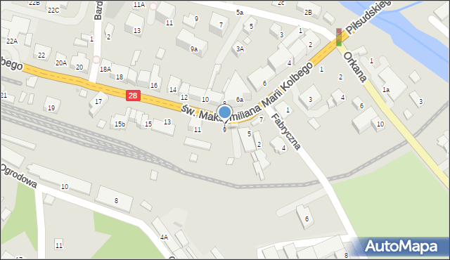 Mszana Dolna, św. Maksymiliana Marii Kolbego, 9, mapa Mszana Dolna