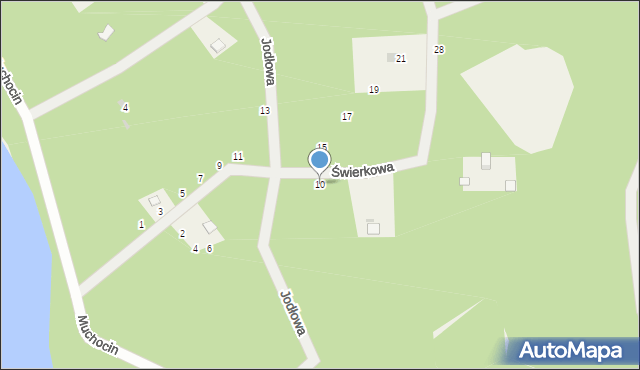 Muchocin, Świerkowa, 10, mapa Muchocin
