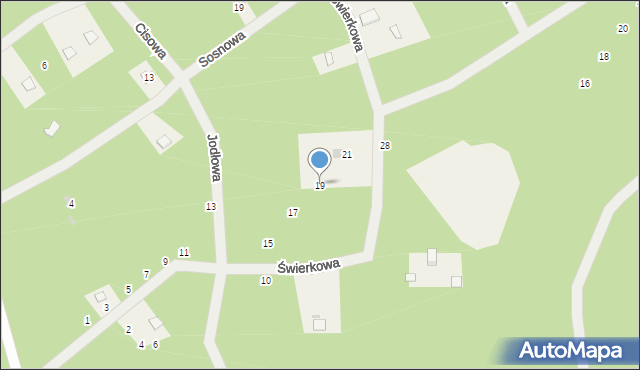 Muchocin, Świerkowa, 19, mapa Muchocin