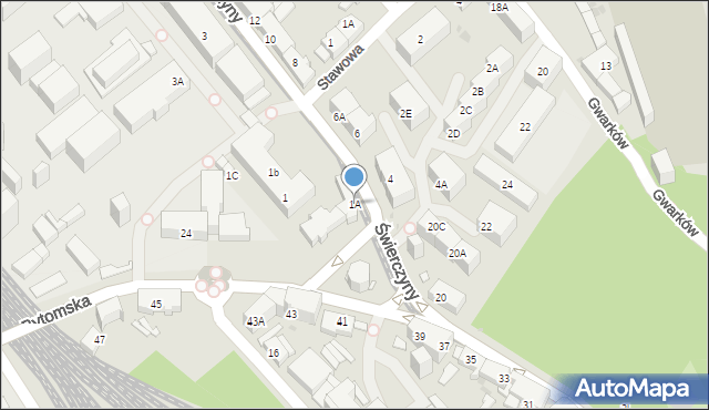 Mysłowice, Świerczyny Bernarda, 1A, mapa Mysłowice