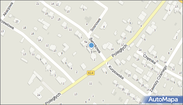 Myszyniec, Świerkowa, 3, mapa Myszyniec