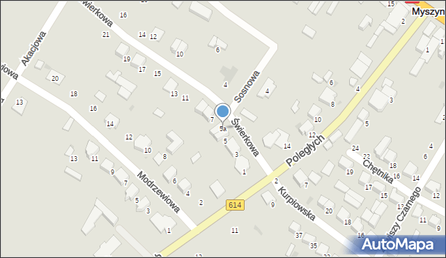 Myszyniec, Świerkowa, 5a, mapa Myszyniec