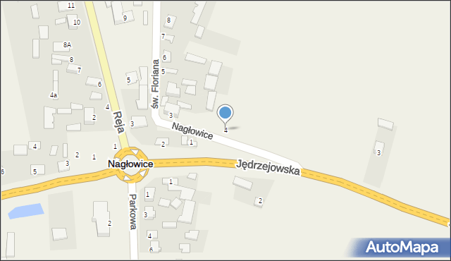 Nagłowice, św. Floriana, 4, mapa Nagłowice