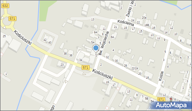Nasielsk, św. Wojciecha, 1, mapa Nasielsk