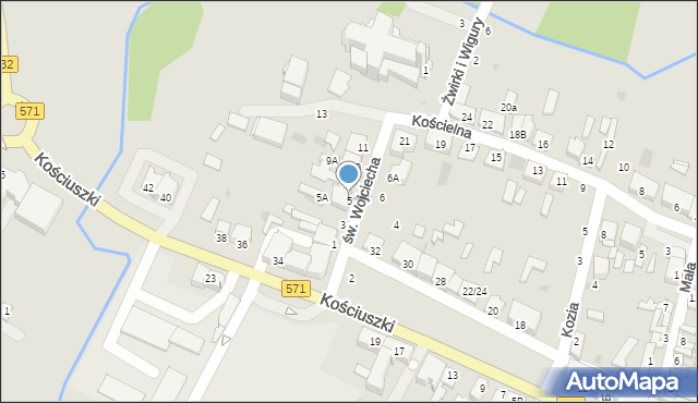 Nasielsk, św. Wojciecha, 5, mapa Nasielsk