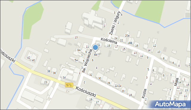 Nasielsk, św. Wojciecha, 6A, mapa Nasielsk