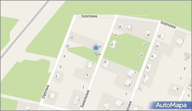 Nekla, Świerkowa, 9, mapa Nekla