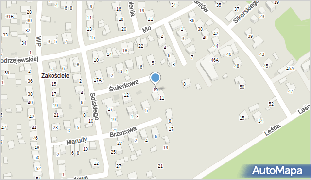 Niepołomice, Świerkowa, 10, mapa Niepołomice