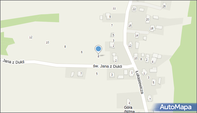 Niżna Łąka, św. Jana z Dukli, 4, mapa Niżna Łąka