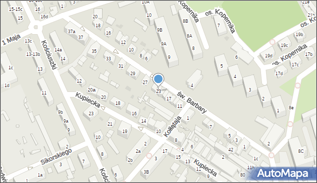 Nowa Sól, św. Barbary, 23, mapa Nowa Sól