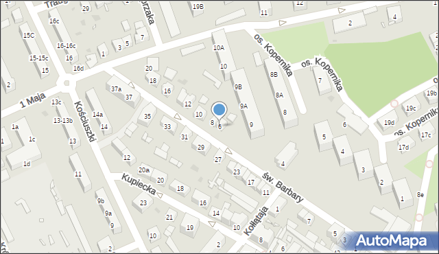 Nowa Sól, św. Barbary, 6, mapa Nowa Sól