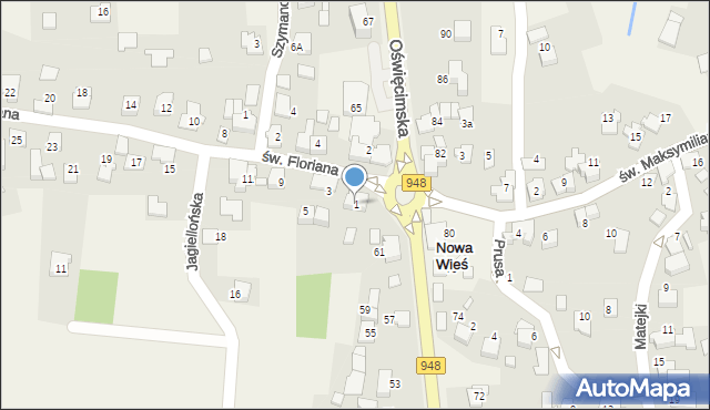 Nowa Wieś, św. Floriana, 1, mapa Nowa Wieś