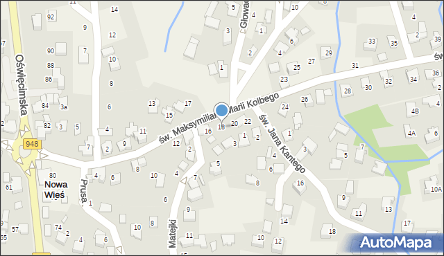 Nowa Wieś, św. Maksymiliana Marii Kolbego, 18, mapa Nowa Wieś