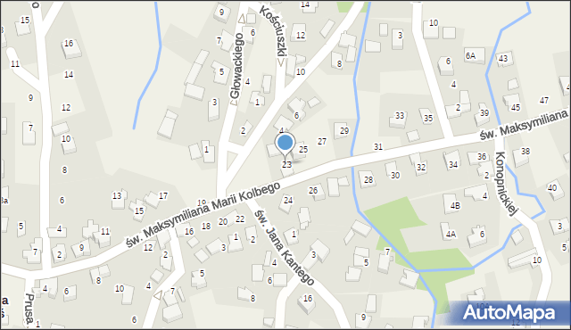 Nowa Wieś, św. Maksymiliana Marii Kolbego, 23, mapa Nowa Wieś