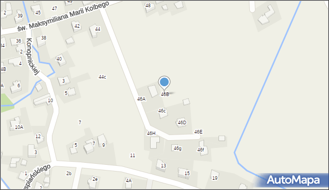 Nowa Wieś, św. Maksymiliana Marii Kolbego, 46B, mapa Nowa Wieś