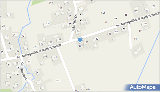 Nowa Wieś, św. Maksymiliana Marii Kolbego, 48, mapa Nowa Wieś