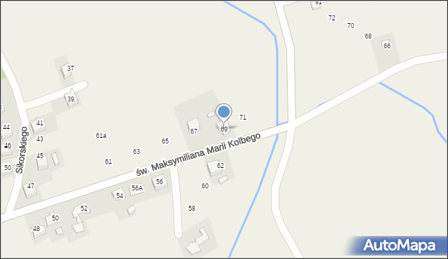 Nowa Wieś, św. Maksymiliana Marii Kolbego, 69, mapa Nowa Wieś