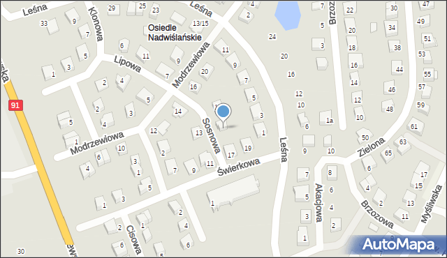 Nowe, Świerkowa, 15, mapa Nowe