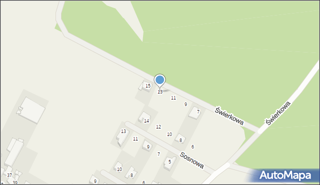 Nowe Oborzyska, Świerkowa, 13, mapa Nowe Oborzyska