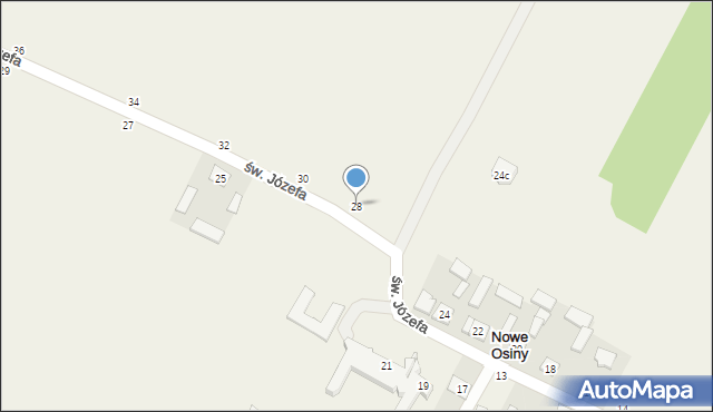 Nowe Osiny, św. Józefa, 28, mapa Nowe Osiny