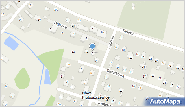 Nowe Proboszczewice, Świerkowa, 3, mapa Nowe Proboszczewice