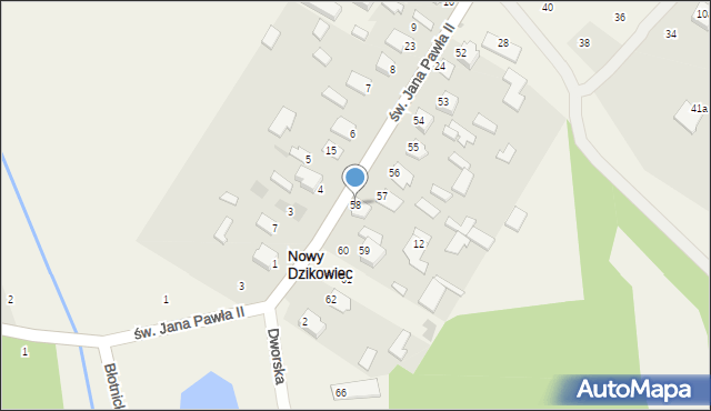 Nowy Dzikowiec, św. Jana Pawła II, 10, mapa Nowy Dzikowiec