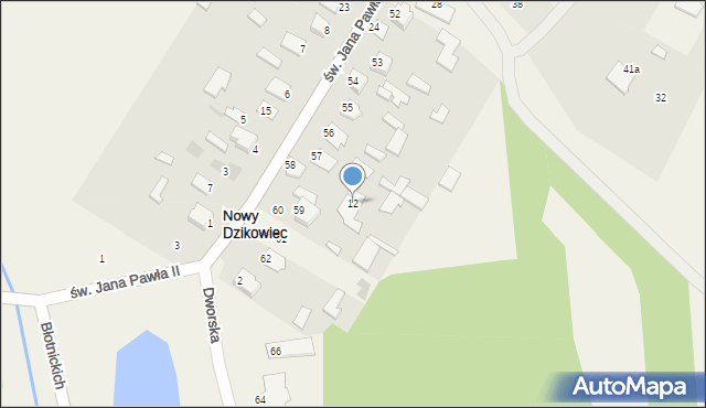 Nowy Dzikowiec, św. Jana Pawła II, 12, mapa Nowy Dzikowiec