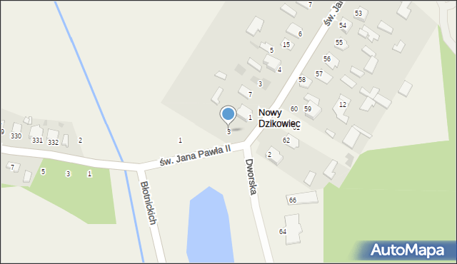 Nowy Dzikowiec, św. Jana Pawła II, 3, mapa Nowy Dzikowiec